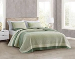 Chezmoi Collection Sage Green Floral Stripe Patchwork Cotton Quilt Bedspread Set. Fixed Price $85.99.
