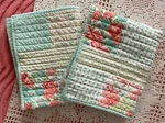 Martha Stewart 2 Shams Aqua & Coral Patchwork Posey Quilt Cotton Standard Sz Exc. Fixed Price $16.00.
