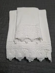 Of Collections Etc White Bath Towel Hand With Wide Lace Border. Fixed Price $16.48.
