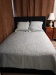 Wamsutta Cambridge 3-PIECE Full Queen Quilt Set In Dusty Blue Euc. Fixed Price $83.60.
