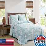 Tommy Bahama - Twin Quilt Set Reversible Cotton Bedding Matching Sham. Fixed Price $85.94.