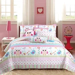 Home Sweet Pink Owl Print Girl Quilt Set, Bedspread, Coverlet. Fixed Price $89.99.