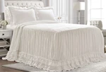 Lush Cor Ella Shabby King Bedspread Set White Ruffled 100% Polyester. Fixed Price $43.20.