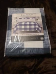 3PC Grace Elizabeth White & Blue Queen Farmhouse Reversible Quilted Coverlet Set. Fixed Price $35.00.