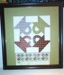 West Virginia Folk Art Framed Quilt Square 1978 First Day Stamps 4 Blocks. Fixed Price $35.00.