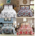 Queen King Quilt Set 3PCS Star Printed Lightweight Bedspread Bedding Pillow Sham. Fixed Price $42.39.