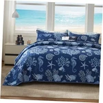 Coastal Quilt Set King Size - Lightweight Microfiber Reversible Bedspread,. Fixed Price $87.71.