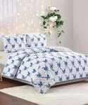 Modern Heirloom Twin Blue Bows Quilt 2 Pc. Reversible Machine Washable. Fixed Price $42.00.