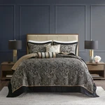 Madison Park Whitman 5-PIECE Jacquard Bedspread Set, Black Nwt. Fixed Price $69.55.
