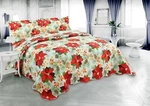 Printed Embossed Pinsonic Bedspread Coverlet Christmas Quilt Set, Red Poinsettia. Fixed Price $68.99.