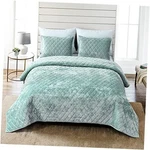 Fredsure Distressed Velvet Quilt Set, 3 Pieces Queen Sage Green. Fixed Price $62.38.