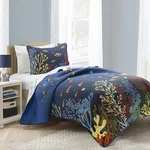 Lush Decor Under The Sea Reversible Quilt Twin Size 2 Piece Set Navy & Multi .... Fixed Price $110.72.