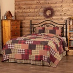 Rustic Queen Quilt Set Red Patchwork Wyatt Cotton Plaid Bedroom Decor Vhc Brands. Fixed Price $201.95.
