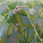 Beautiful Tropical Lush Blue Pink Green Sage Palm Leaf Tree Beach Soft Quilt Set. Fixed Price $168.32.