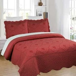 3 Piece Floral Embroidered Quilted Bedspread-beautiful Stitching. Fixed Price $34.99.