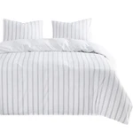 Striped Comforter Set, Ticking Vertical Pinstripe Neutral Farmhouse Patte. Fixed Price $48.21.