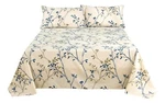 Tache Poplin Cotton Elegant Leaf Vine Floral Cream Beige Tan Blue Flat Sheet. Fixed Price $58.76.