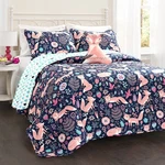 Lush Decor Pixie Fox Reversible Quilt Set, Full/queen, Navy & Pink, 4 Piece. Fixed Price $69.15.