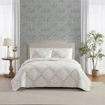 Laura Ashley 2PC Twin Floral Embroidery Quilt Bedding Set Blue. Fixed Price $39.99.