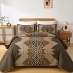 Dintszyayue Brown Quilt Set King Size Boho Aztec Texture Bedspread Coverlet. Fixed Price $76.38.
