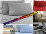 Flannel 100% Cotton Set Fitted Flat Pillow Cases Deep Pocket. Fixed Price $39.99.