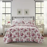 Laura Ashley King Quilt Set - Reversible Cotton Bedding With Shams Damask. Fixed Price $122.84.