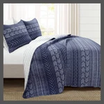 Lush Decor Hygge Geometric Navy Blue 100% Cotton King Quilt Set 3PC. Fixed Price $54.99.