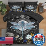 Pamnest Comforter Set King Size, Dragonfly Flower Plant Bedding Kids And Adu. Fixed Price $76.56.