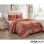 Southwestern Microfiber Quilt Set Tribal Design Pillow Shams Rustic Bedding New. Fixed Price $65.34.