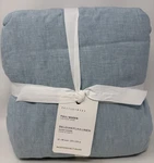 Pottery Barn Belgian Flax Linen Ruffle Full/queen Duvet & 2 Std Shams Sea Breeze. Fixed Price $199.96.