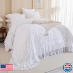 Qsh White Oversized California King Ruffle Bed Comforter Set 128X120 Farmhouse. Fixed Price $225.67.