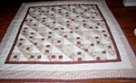 Vintage Peking Handicraft Quilt 85"X W/sham Rose Prints Pink/wine/white/tan. Fixed Price $39.95.
