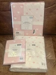 New Pottery Barn Kids Organic Heart Twin Duvet Cover, Sham, Sheet Set, Pink. Fixed Price $179.95.