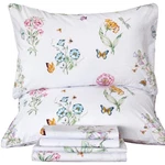Qsh Floral Queen Size Sheet Sets - Flower Butterfly Print Pattern Egyptian Co.... Fixed Price $135.15.