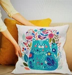 Ambesonne 24X24 Pillow Cases Covers Kitty Cat Flowers Set Of Zip Close. Fixed Price $9.09.