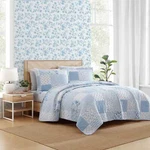 Laura Ashley Colleens Coastal Patchwork Cotton Blue 2 Piece Quilt Set-twin. Fixed Price $129.99.