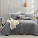 Oli Anderson Queen Quilt Set, Grey Lightweight Soft Bedspread Coverlet, Baske.... Fixed Price $57.21.