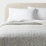 Full/queen Printed Cotton Voile Tonal Floral Quilt Ivory/sky Blue -. Fixed Price $33.99.