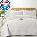 Wuruibo Twin White Quilt Set Ultrasonic Embossed Lightweight Microfiber Bedsprea. Fixed Price $45.59.