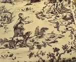 French Colonial Pastoral Country Farm Fabric Tan Beige Brown 44X38 Quilt Craft. Fixed Price $11.99.
