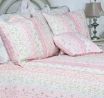 New! Cozy Chic Shabby Victorian Pink White Lavender Lace Blue Ruffle Quilt Set. Fixed Price $158.32.