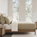 Evergracehome Cotton Quilt Set King 108"X96" Khaki Tan 3PC Box Stitch Coverlet. Fixed Price $64.99.