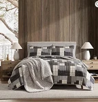 Eddie Bauer King Antiq. Brown/tan 3-PCE. Cotton Rev. Quilt Set Cp. $120. Fixed Price $94.99.