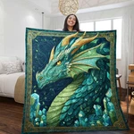Fantasy Dragon Quilt Blanket Crystal Cave Throw Gothic Bedding Lover Gift. Fixed Price $54.62.