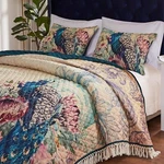 Barefoot Bungalow Eden Peacock Quilt Set Full/queen 3 Piece Ecru. Fixed Price $114.10.