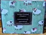 Nib Ashley Cooper Classics Cotton Rich Percale Queen Sheet 4PC Set Green - Sheep. Fixed Price $65.00.
