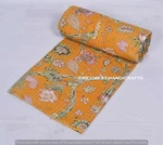 Queen Yellow Floral Printed Summer Kantha Quilt Cotton Home Dorm D?cor Blanket. Fixed Price $62.09.