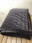Lush Gray Velvet Tack Stitch Quilt Comforter King Size Raw Edges 110X94" Euc. Fixed Price $85.00.
