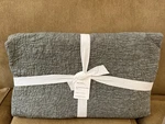 Pottery Barn Belgian Flax Linen Floral Stitch Quilt Heathered Charcoal Twin /. Fixed Price $139.95.
