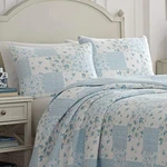Beautiful Cottage Shabby Chic Patchwork Light Blue Green White Rose Quilt Set. Fixed Price $168.32.